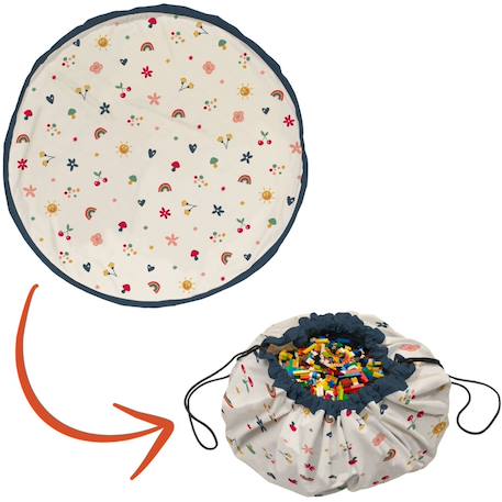 Sac à jouet 2 en 1 noomad original funny days Ecru, bleu, jaune 1 - vertbaudet enfant 