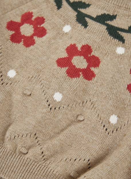 Pull fille imprimé de fleurs Beige 4 - vertbaudet enfant 