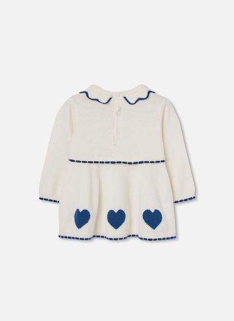 Robe bébé en maille avec coeurs Blanc 2 - vertbaudet enfant 
