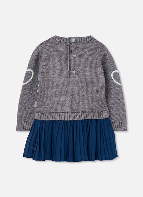 Robe fille avec coeurs et jupe Gris 2 - vertbaudet enfant 
