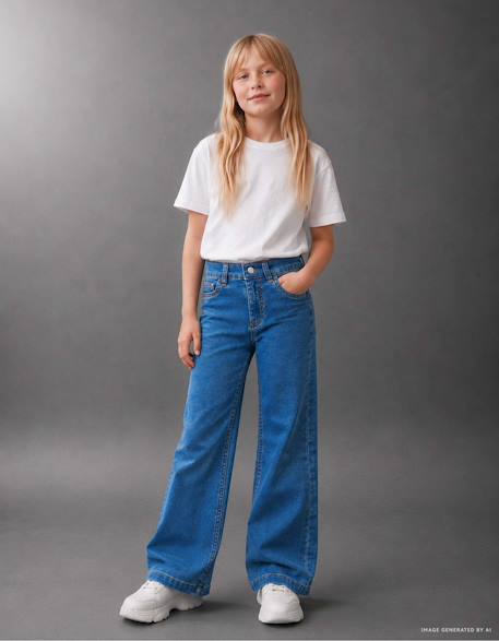 Jean évasé avec taille ajustable et poches Bleu clair 1 - vertbaudet enfant 