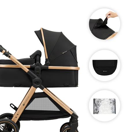 Poussette multifonction 2 en 1 ESME avec grandes roues, suspension, pliage compact, transformation nacelle en poussette, harnais 5 points, adaptateurs travel system, canopy large, panier, jusqu’à 25 kg . Noir 4 - vertbaudet enfant 