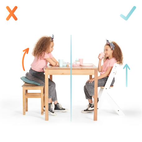 Chaise Haute Évolutive Kinderkraft ENOCK 2 en 1 avec Assise Réglable, Repose-Pieds Ajustable et Bois de Hêtre Massif Beige+Blanc+Blanc/bois+Bleu marine+Bois naturel+Gris+Gris / bois+Marron+Noir 10 - vertbaudet enfant 
