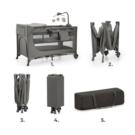 Lit Parapluie JOY 2 en 1 avec Table à Langer, Niveau Réglable, Pliage Compact et Sac de Transport Pratique Beige1+Gris 10 - vertbaudet enfant 