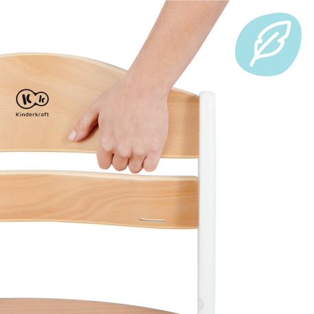 Chaise Haute Évolutive Kinderkraft ENOCK 2 en 1 avec Assise Réglable, Repose-Pieds Ajustable et Bois de Hêtre Massif Beige+Blanc+Blanc/bois+Bleu marine+Bois naturel+Gris+Gris / bois+Marron+Noir 39 - vertbaudet enfant 