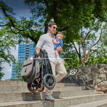 Poussette ESME PRO 3 en 1 avec Siège Auto MINK PRO i-Size, Travel System, Pliage Compact et Roues TPE Amorties Beige+Gris+Noir 15 - vertbaudet enfant 