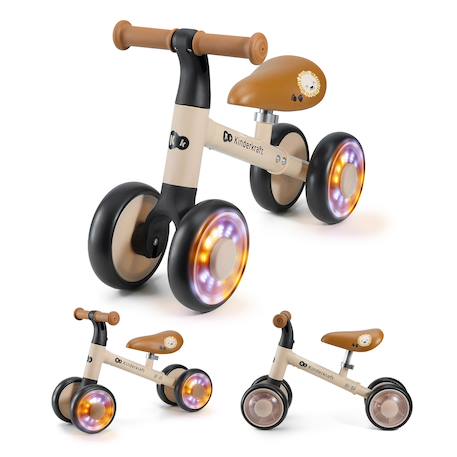 Draisienne Kinderkraft CUTIE FLASH à 4 Roues avec Lumières RGB, Selle Réglable, Roulements ABEC-7 et Cadre Acier Beige+Bleu+Rose+Vert 1 - vertbaudet enfant 