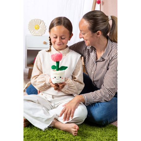Peluche - peluche fleur tulipe rose avec pot crème – mimi flowers – 24 cm Beige 5 - vertbaudet enfant 