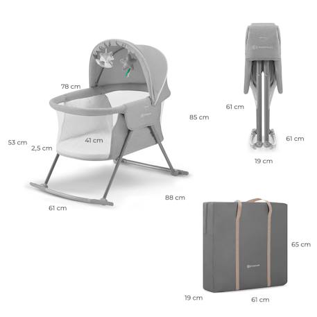 Lit Bébé LOVI 3 en 1 avec Fonction Berceau, Lit de Voyage, Moustiquaire Intégrée et Pliage Compact Beige+Grey 12 - vertbaudet enfant 