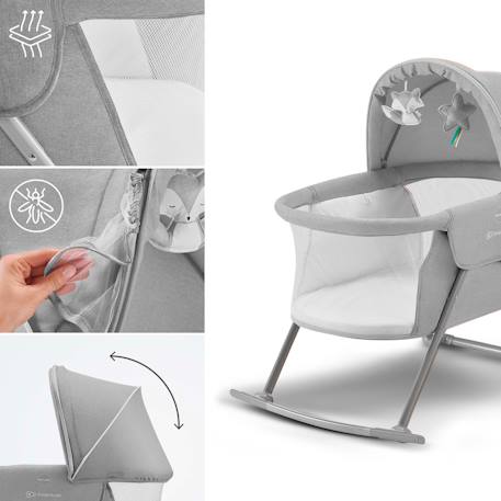 Lit Bébé LOVI 3 en 1 avec Fonction Berceau, Lit de Voyage, Moustiquaire Intégrée et Pliage Compact Beige+Grey 11 - vertbaudet enfant 