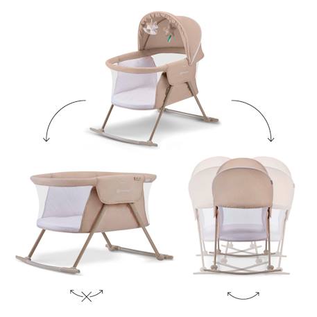 Lit Bébé LOVI 3 en 1 avec Fonction Berceau, Lit de Voyage, Moustiquaire Intégrée et Pliage Compact Beige+Grey 2 - vertbaudet enfant 