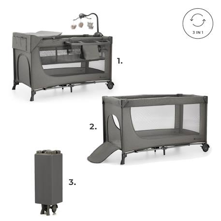 Lit Parapluie JOY 2 en 1 avec Table à Langer, Niveau Réglable, Pliage Compact et Sac de Transport Pratique Beige1+Gris 8 - vertbaudet enfant 