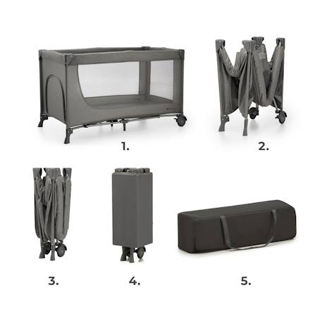 Lit Parapluie JOY 2 2 en 1 avec Sortie Latérale Zippée, Pliage Compact en 5 Secondes et Sac de Transport Beige+Dark grey 10 - vertbaudet enfant 