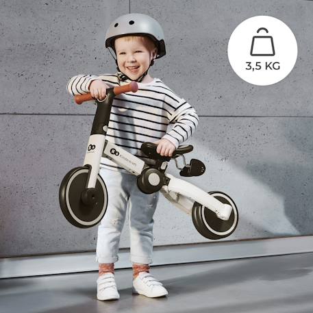 Tricycle Kinderkraft 4TRIKE Pliant 3 en 1 avec Draisienne, Tricycle à Pédales, Selle Réglable et Cadre Aluminium Grey+Honey 3 - vertbaudet enfant 