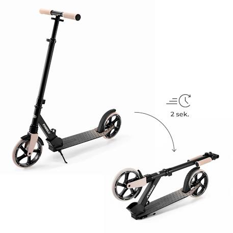 Trottinette Pliable Kinderkraft FREELY avec Guidon Réglable, Roues PU 20 cm, Roulements ABEC-7 et Suspension Avant Beige+Noir+Rose 2 - vertbaudet enfant 