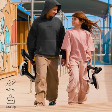 Trottinette Pliable Kinderkraft FREELY avec Guidon Réglable, Roues PU 20 cm, Roulements ABEC-7 et Suspension Avant Beige+Noir+Rose 9 - vertbaudet enfant 