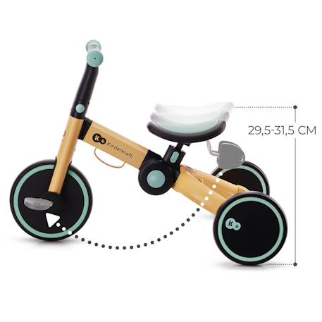 Tricycle Kinderkraft 4TRIKE Pliant 3 en 1 avec Draisienne, Tricycle à Pédales, Selle Réglable et Cadre Aluminium Grey+Honey 11 - vertbaudet enfant 