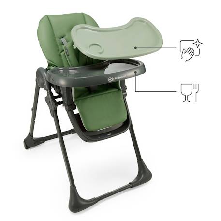 Chaise Haute Bébé TUMMIE 2 en 1 avec Fonction Transat, Réglage 7 Hauteurs, Double Plateau et Pliage Compact Beige+Gris+Vert 17 - vertbaudet enfant 