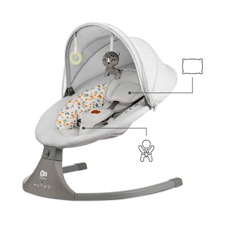 Balançoire transat bébé électrique 2en1 LUMI 2 - avec musique Gris clair+Gris foncé 3 - vertbaudet enfant 