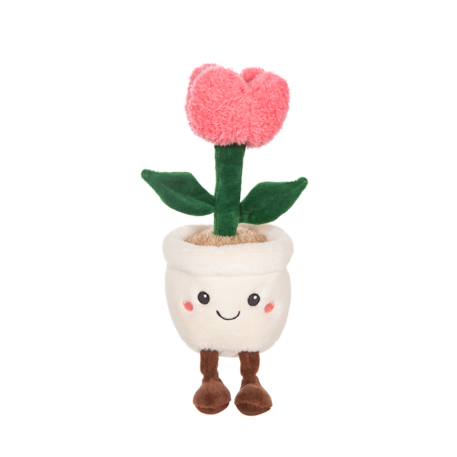 Peluche - peluche fleur tulipe rose avec pot crème – mimi flowers – 24 cm Beige 1 - vertbaudet enfant 