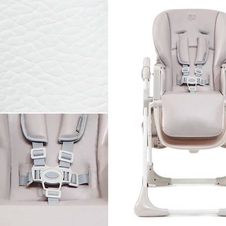 Chaise Haute Pliable YUMMY avec Dossier Réglable 3 Positions, Hauteur Réglable et Harnais 5 Points Gris+Multicolore+Rose 5 - vertbaudet enfant 