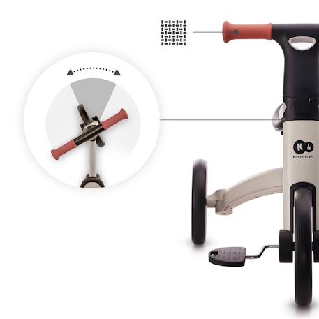 Tricycle Kinderkraft 4TRIKE Pliant 3 en 1 avec Draisienne, Tricycle à Pédales, Selle Réglable et Cadre Aluminium Grey+Honey 5 - vertbaudet enfant 