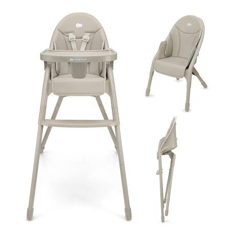 Chaise haute bébé DINNLY pliable évolutive 2 en 1 harnais 5 points plateau assise confortable Beige+Grey 1 - vertbaudet enfant 