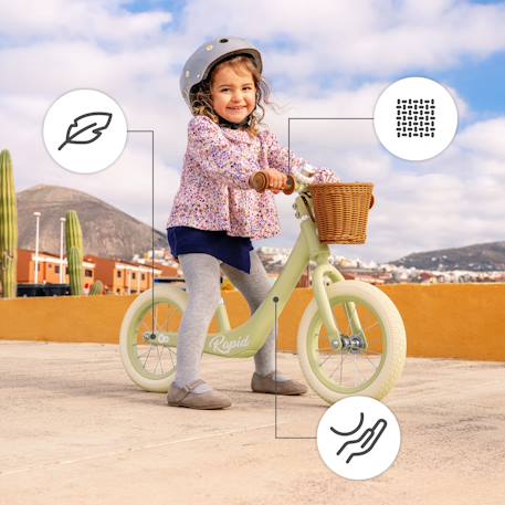 Draisienne Kinderkraft RAPID 2 x BIZUU avec Cadre en Magnésium Léger, Roues Increvables, Selle Réglable et Panier Beige+Bleu+Noir+Rosa+Vert 8 - vertbaudet enfant 