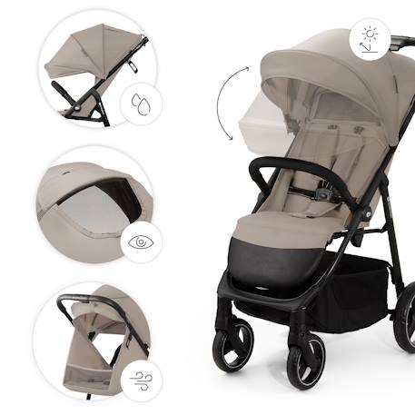Poussette TRIG 3 Pliable d’Une Main jusqu’à 25 kg avec Dossier Allongé, Grandes Roues et Capote Imperméable Beige+Gris+Marron+Noir 5 - vertbaudet enfant 