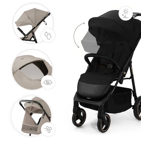 Poussette TRIG 3 Pliable d’Une Main jusqu’à 25 kg avec Dossier Allongé, Grandes Roues et Capote Imperméable Beige+Gris+Marron+Noir 23 - vertbaudet enfant 