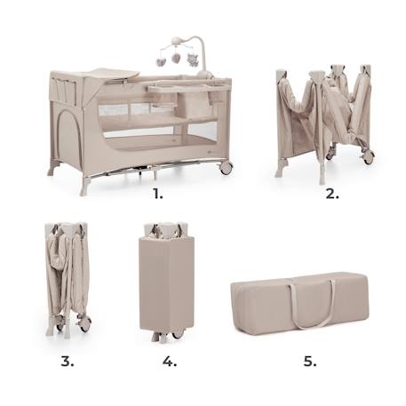 Lit Parapluie JOY 2 en 1 avec Table à Langer, Niveau Réglable, Pliage Compact et Sac de Transport Pratique Beige1+Gris 4 - vertbaudet enfant 
