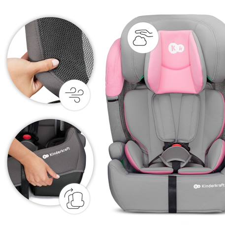 Siège Auto COMFORT UP 9-36 kg avec appui-tête réglable, protections latérales et harnais 5 points ECE R44/04 Green+Grey+Pink 16 - vertbaudet enfant 