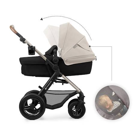 Poussette 4 en 1 Kinderkraft MOOV 2 AIR avec Siège 2 en 1 Transformable, Roues Gonflables et Travel System Beige+Gris+Noir 10 - vertbaudet enfant 