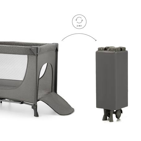 Lit Parapluie JOY 2 2 en 1 avec Sortie Latérale Zippée, Pliage Compact en 5 Secondes et Sac de Transport Beige+Dark grey 8 - vertbaudet enfant 