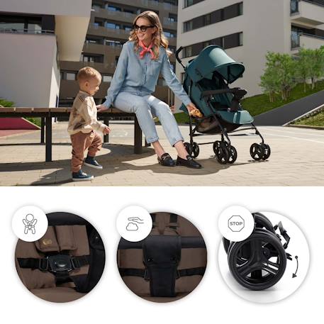 Poussette Parapluie TIK Légère 6,5 kg avec Position Allongée, Roues EVA Amorties et Pliage Compact Beige+Green+Grey+Marron 23 - vertbaudet enfant 