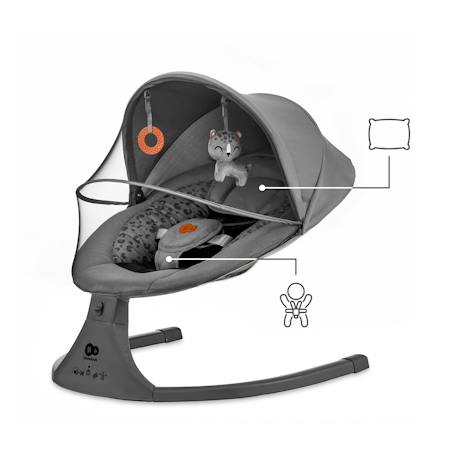 Balançoire transat bébé électrique 2en1 LUMI 2 - avec musique Gris clair+Gris foncé 10 - vertbaudet enfant 