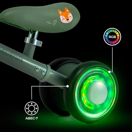 Draisienne Kinderkraft CUTIE FLASH à 4 Roues avec Lumières RGB, Selle Réglable, Roulements ABEC-7 et Cadre Acier Beige+Bleu+Rose+Vert 20 - vertbaudet enfant 