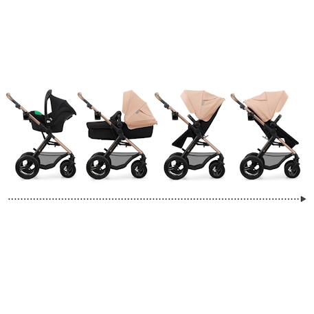 Poussette 4 en 1 Kinderkraft MOOV 2 AIR avec Siège 2 en 1 Transformable, Roues Gonflables et Travel System Beige+Gris+Noir 2 - vertbaudet enfant 