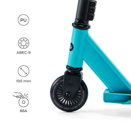 Trottinette Freestyle Kinderkraft SOLIS avec Roulements ABEC-9, Roues PU 100 mm, Guidon en Y, Frein Arrière et Cadre Robuste Noir+Rose 11 - vertbaudet enfant 