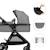 Poussette multifonction 2 en 1 ESME avec grandes roues, suspension, pliage compact, transformation nacelle en poussette, harnais 5 points, adaptateurs travel system, canopy large, panier, jusqu’à 25 kg . Gris+Noir 4 - vertbaudet enfant 