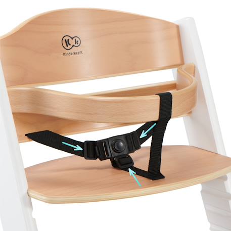 Chaise Haute Évolutive Kinderkraft ENOCK 2 en 1 avec Assise Réglable, Repose-Pieds Ajustable et Bois de Hêtre Massif Beige+Blanc+Blanc/bois+Bleu marine+Bois naturel+Gris+Gris / bois+Marron+Noir 53 - vertbaudet enfant 