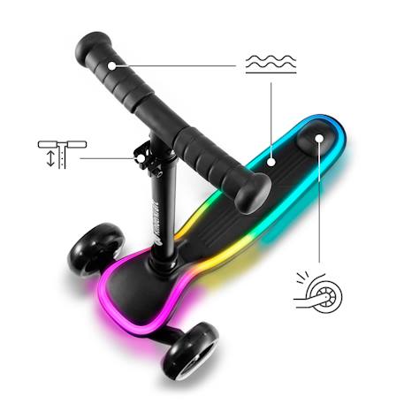 Trottinette RAKET Tricycle Pliable avec Roues LED RGB, Guidon Réglable et Frein à Pied Beige+Bleu+Noir+Rosa 17 - vertbaudet enfant 
