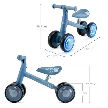 Draisienne Kinderkraft CUTIE FLASH à 4 Roues avec Lumières RGB, Selle Réglable, Roulements ABEC-7 et Cadre Acier Beige+Bleu+Rose+Vert 12 - vertbaudet enfant 