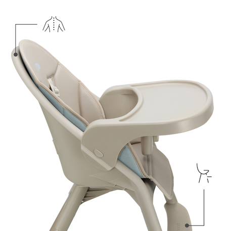 Chaise haute bébé DINNLY pliable évolutive 2 en 1 harnais 5 points plateau assise confortable Beige+Grey 2 - vertbaudet enfant 