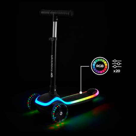 Trottinette RAKET Tricycle Pliable avec Roues LED RGB, Guidon Réglable et Frein à Pied Beige+Bleu+Noir+Rosa 8 - vertbaudet enfant 