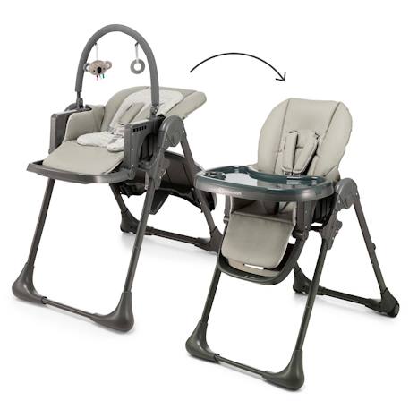 Chaise Haute Bébé TUMMIE 2 en 1 avec Fonction Transat, Réglage 7 Hauteurs, Double Plateau et Pliage Compact Beige+Gris+Vert 10 - vertbaudet enfant 