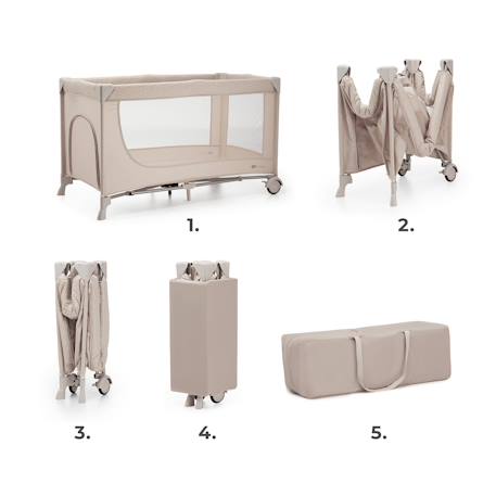 Lit Parapluie JOY 2 2 en 1 avec Sortie Latérale Zippée, Pliage Compact en 5 Secondes et Sac de Transport Beige+Dark grey 4 - vertbaudet enfant 