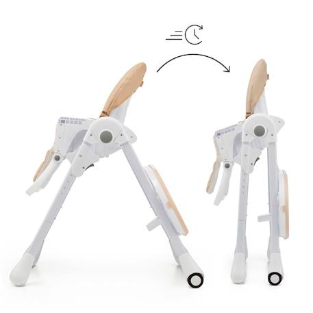 Chaise Haute Bébé TUMMIE 2 en 1 avec Fonction Transat, Réglage 7 Hauteurs, Double Plateau et Pliage Compact Beige+Gris+Vert 2 - vertbaudet enfant 