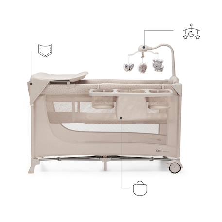 Lit Parapluie JOY 2 en 1 avec Table à Langer, Niveau Réglable, Pliage Compact et Sac de Transport Pratique Beige1+Gris 5 - vertbaudet enfant 