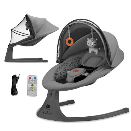 Balançoire transat bébé électrique 2en1 LUMI 2 - avec musique Gris clair+Gris foncé 7 - vertbaudet enfant 
